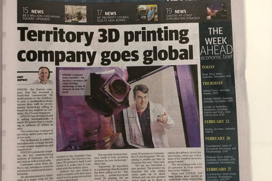 SPEE3D Features in the NT Business News
